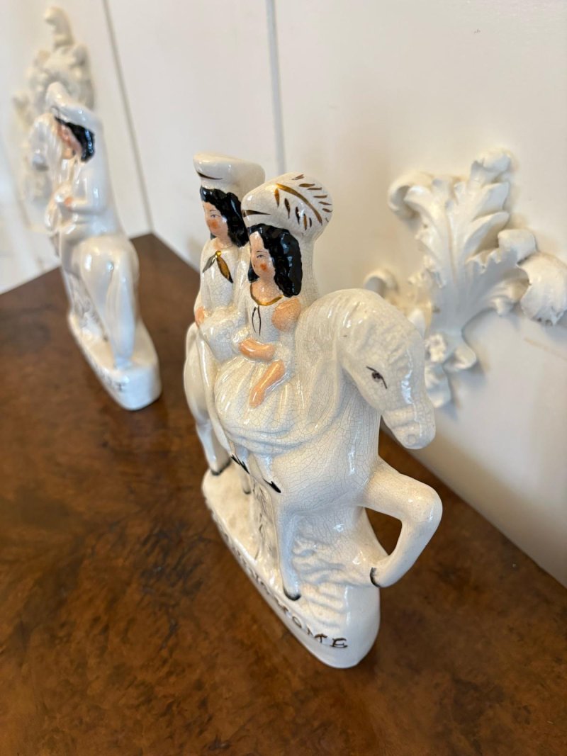 Pair of Antique Staffordshire Flat Back Figures on Horseback - Image 4